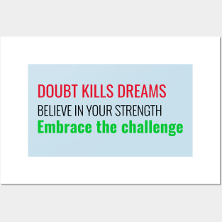 Fitness and Health T-Shirt Doubt Kills Dreams Posters and Art